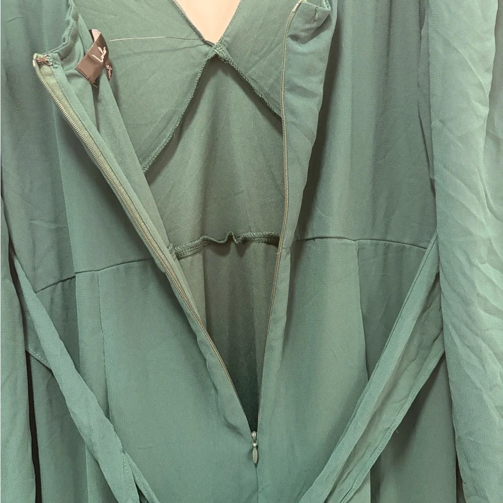 Lulus Tier Elegance NWT size Large Hunter Green Long Sleeve Tiered Maxi Dress - Picture 10 of 14